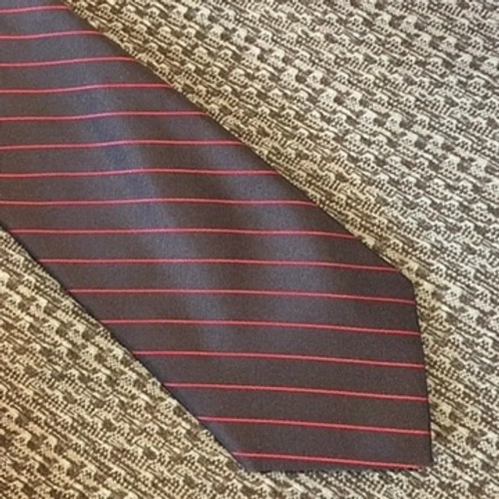 Brooks Brothers Necktie Men Brown Red Striped Repp Dark Academia Preppy Silk USA